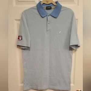 Golfino Bubble Jacquard Blue Polo Shirt with MLGT logo Men's Size 40